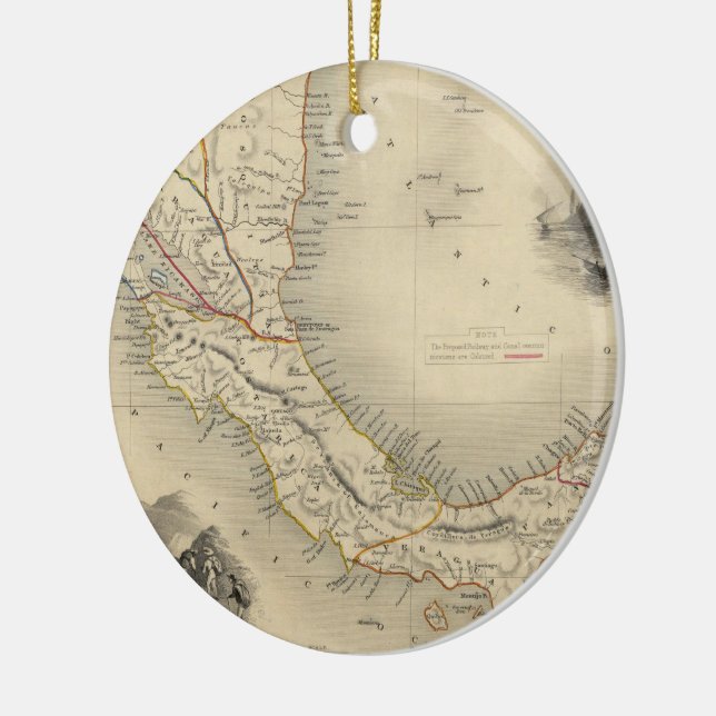 Ornement Rond En Céramique Carte vintage du Panama (1851) (Gauche)