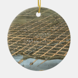 Ornement Rond En Céramique Carte vintage Pictorielle d'Erie Pennsylvanie (187