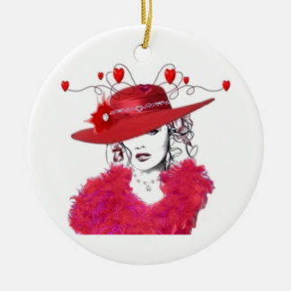 Ornement Rond En Céramique casquette rouge pour l'arbre