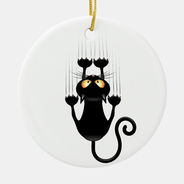 Ornement Rond En Céramique Cat Falling down fun dessin personnage (Devant)