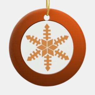 Ornement Rond En Céramique Cercle de cuivre métallique et flocon de neige