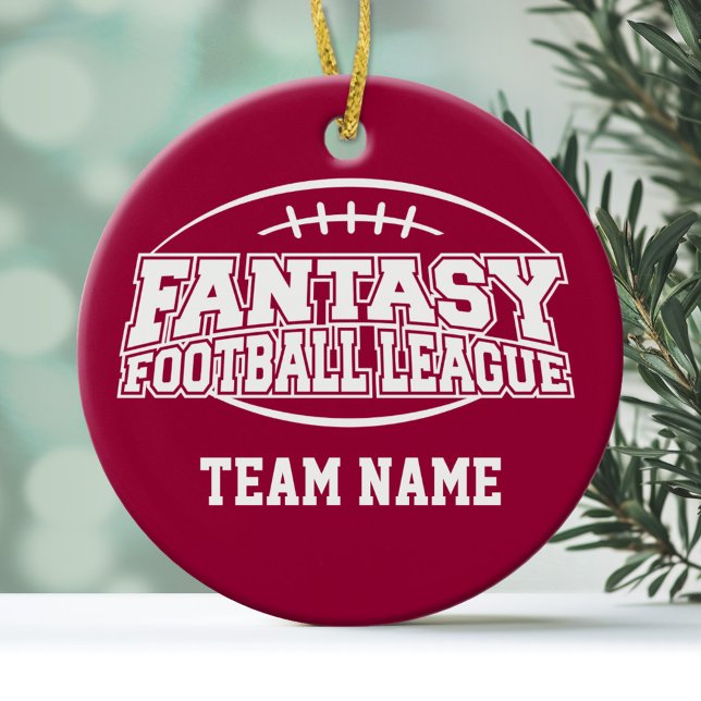 Ornement Rond En Céramique Championnat d'Imaginaire de football (Personalized Christmas Ornament - Fantasy Football League)
