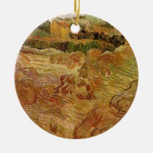 Ornement Rond En Céramique Champs de blé avec Auvers par Vincent van Gogh
