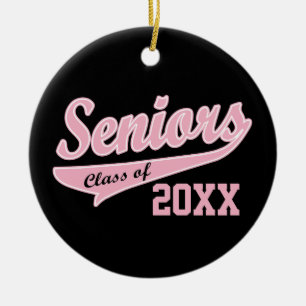 Ornement Rond En Céramique Chaque année, niveau supérieur Pink/Black Graduati