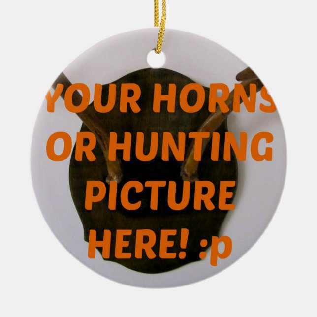 Ornement Rond En Céramique Chasse au cerf Ajouter photo Noël (Devant)