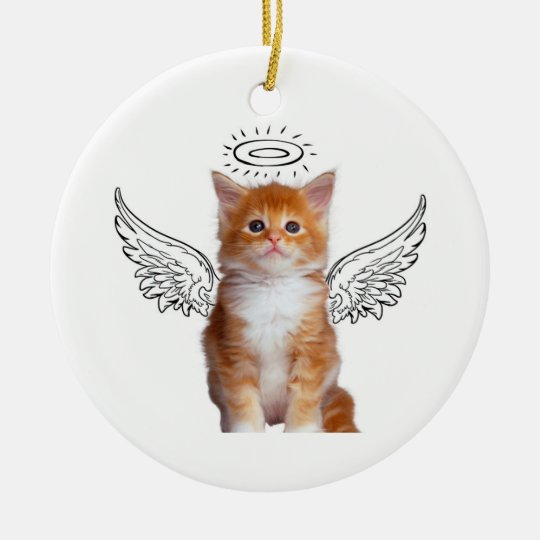 Ornement Rond En Ceramique Chat D Ange Dessin De Chat Chat Orange Zazzle Ca