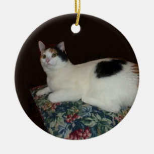 Ornement Rond En Céramique Chat de calicot