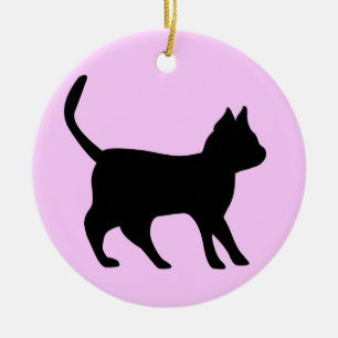 Ornement Rond En Céramique Chat noir