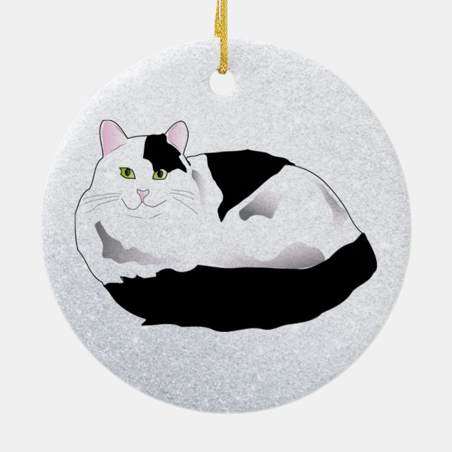 Ornement Rond En Céramique chat noir et blanc (Dos)