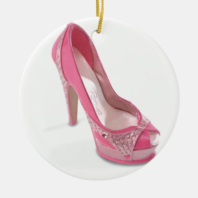 Ornement Rond En Céramique chaussures légalement roses (Devant)