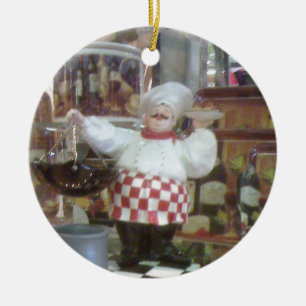 ORNEMENT ROND EN CÉRAMIQUE CHEF ITALIEN CHRISTMAS