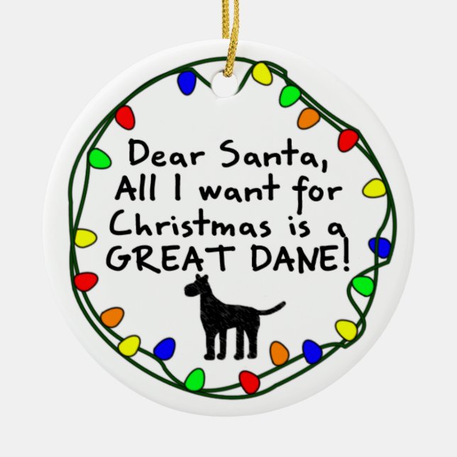 Ornement Rond En Céramique Cher Père Noël great dane (Devant)