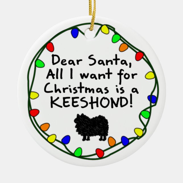 Ornement Rond En Céramique Cher Père Noël Keeshond (Devant)