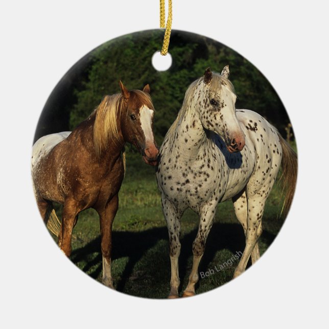 Ornement Rond En Céramique Chevaux d'Appaloosa (Devant)