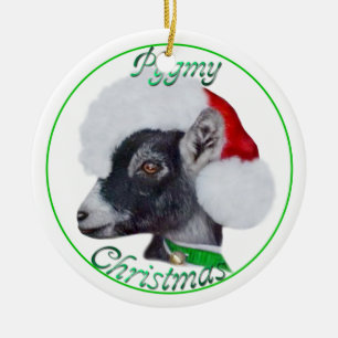 Ornement Rond En Céramique Chèvre pygmée en Noël de Noël de Noël de Noël