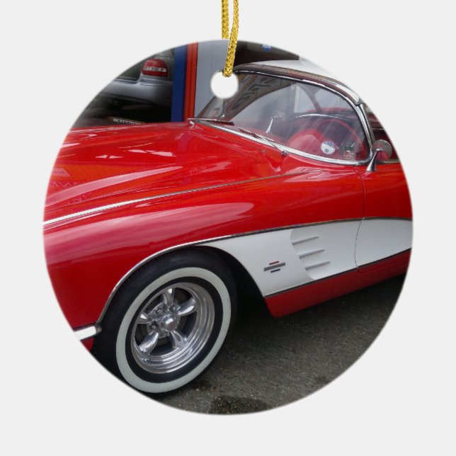 Ornement Rond En Céramique Chevrolet Corvette classique (Devant)