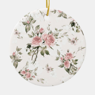Ornement Rond En Céramique Chic chic, français chic, vintage, floral, rustiq