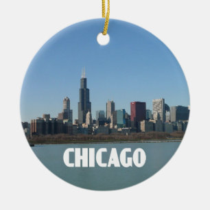 Ornement Rond En Céramique Chicago Skyline