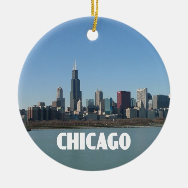 Ornement Rond En Céramique Chicago Skyline (Devant)