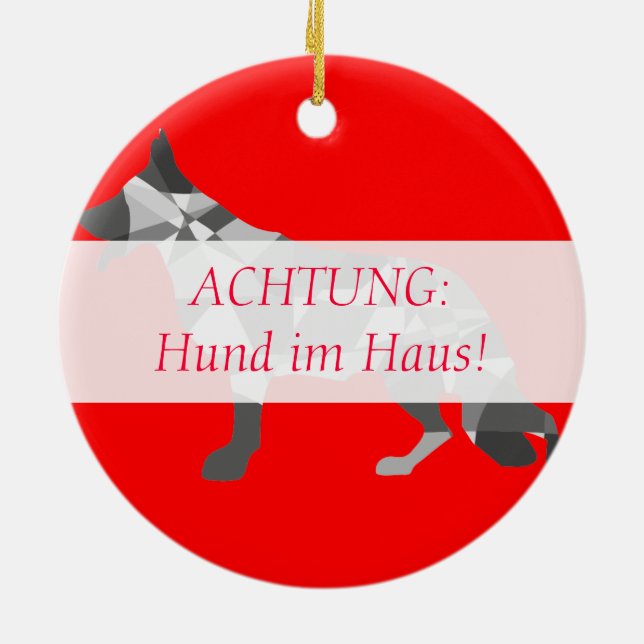 Ornement Rond En Céramique Chien de berger (Dos)