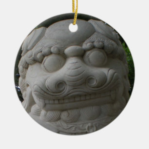 Ornement Rond En Céramique Chien de brousse chinois