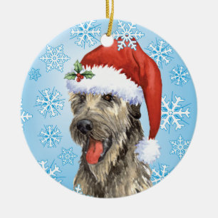 Ornement Rond En Céramique Chien-loup irlandais heureux de Howlidays