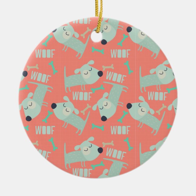 Ornement Rond En Céramique Chiens et os de Woof (Devant)
