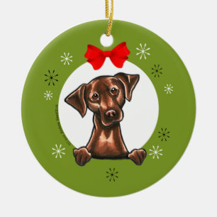 Ornement Rond En Céramique Chocolat Lab Labrador Retriever Noël Classique