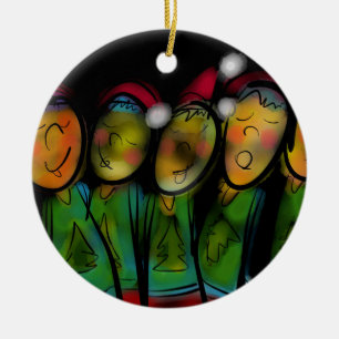Ornement Rond En Céramique Choeur de Noël