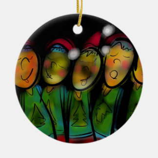 Ornement Rond En Céramique Choeur de Noël