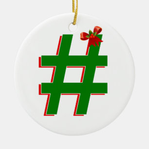 Ornement Rond En Céramique #Christmas #HASHTAG - Symbole du mot clé Hash