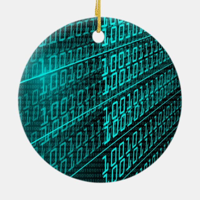 Ornement Rond En Céramique Circuit informatique futuriste Cyberpunk (Dos)