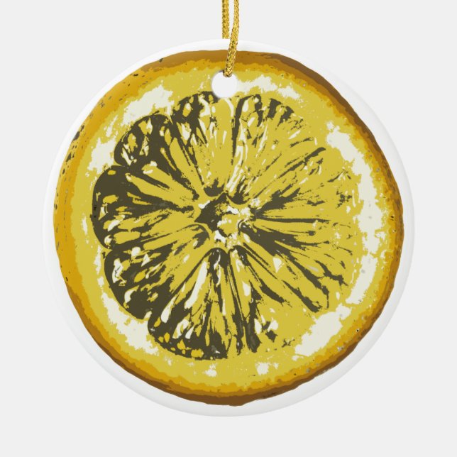 Ornement Rond En Céramique Citron (Devant)