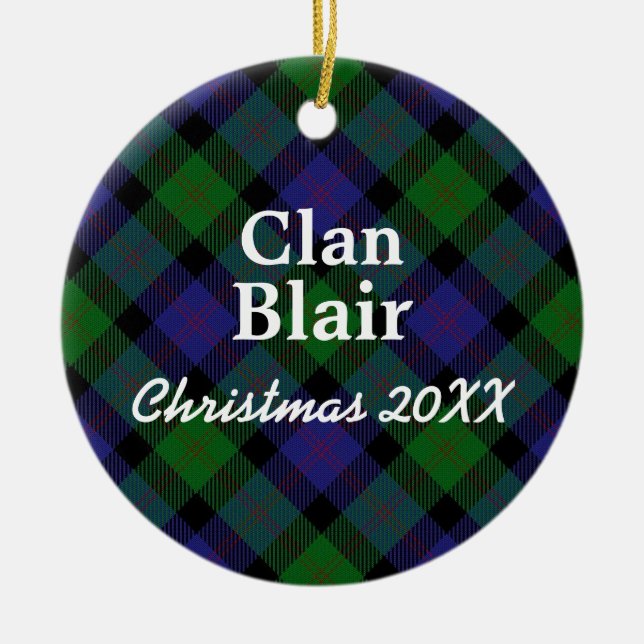 Ornement Rond En Céramique Clan Blair Scottish Tartan (Devant)