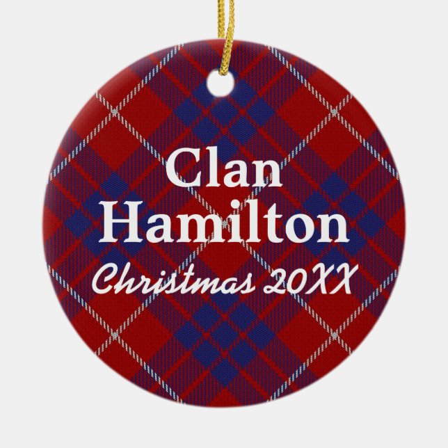 Ornement Rond En Céramique Clan Hamilton Scottish Tartan (Devant)