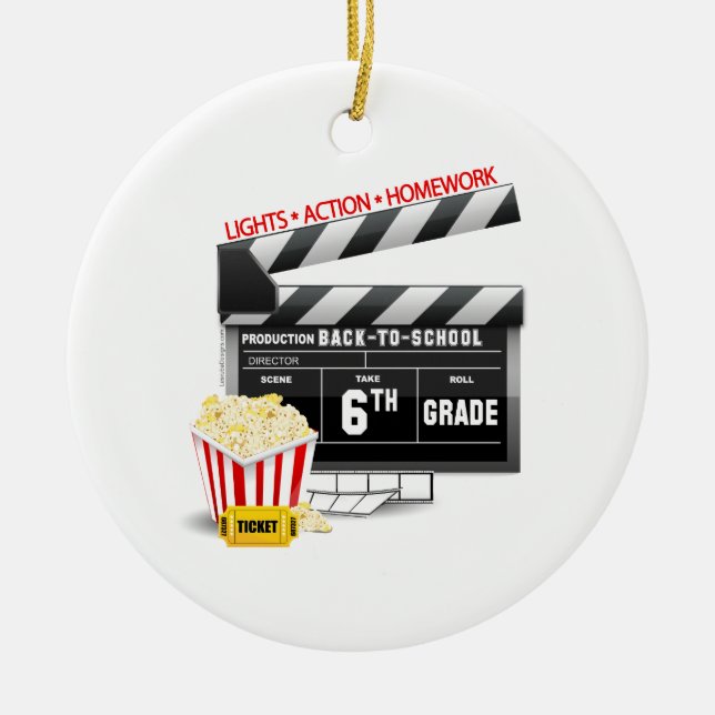 Ornement Rond En Céramique Classeur de films de 6e année (Devant)