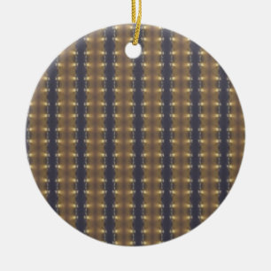 Ornement Rond En Céramique Classic Black Brown Gold Stripes and Squares