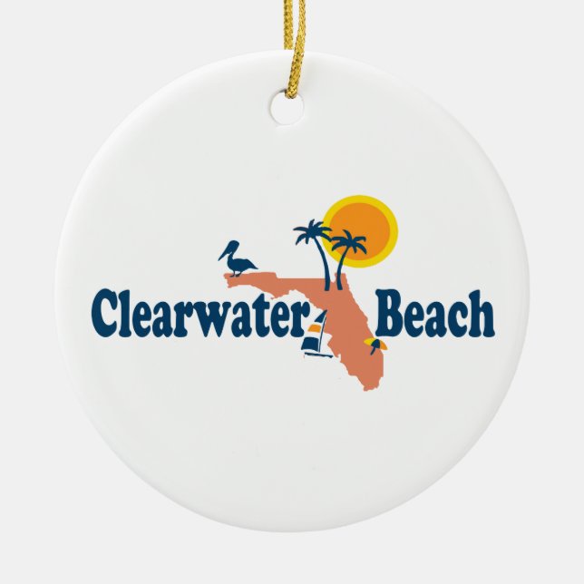 Ornement Rond En Céramique Clearwater la Floride - conception de carte (Devant)