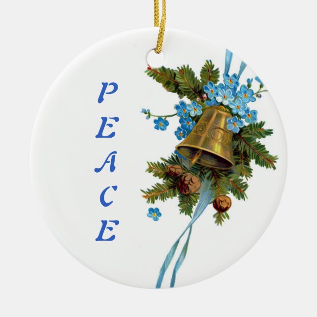 Ornement Rond En Céramique Clochette de Noël (Devant)