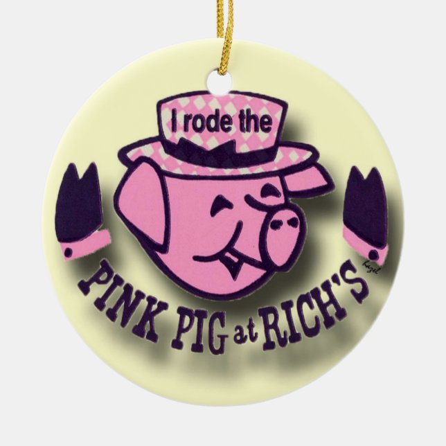 Ornement Rond En Céramique Cochon rose, cochon rose, cochon rose (Devant)