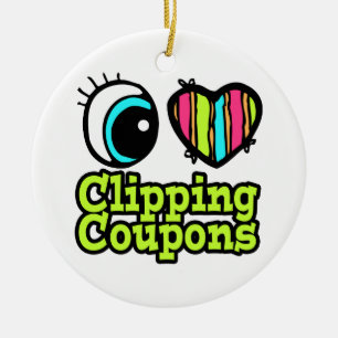 Ornement Rond En Céramique Coeur des yeux brillants J'aime Coupons d'écrêtage