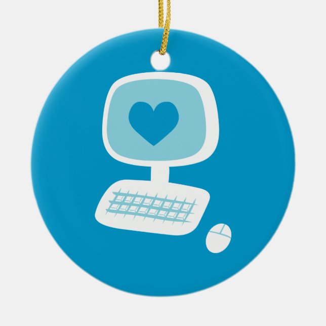 Ornement Rond En Céramique Coeur informatique (Devant)