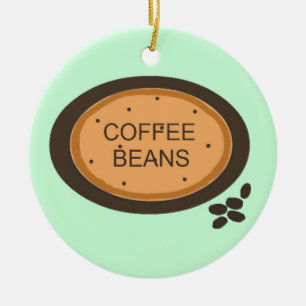 Ornement Rond En Céramique Coffee Bean Connexion Orange et Brown