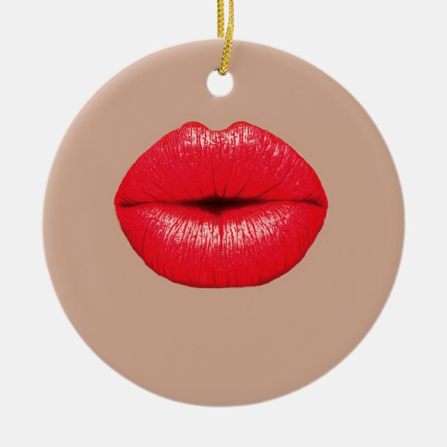 Ornement Rond En Céramique Coffee Lips baiser pop art (Devant)