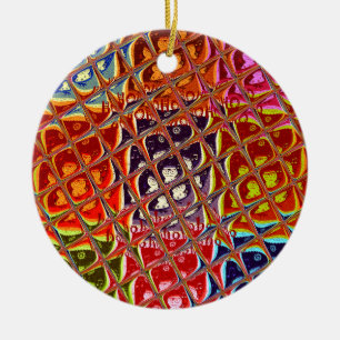 Ornement Rond En Céramique Collection Abstraite de couleurs de Noël.