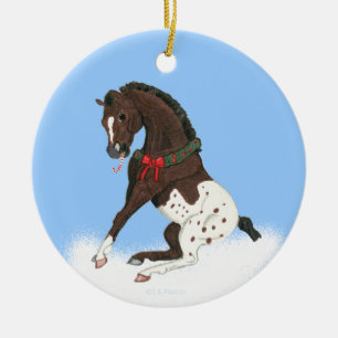Ornement Rond En Céramique Colt d'Appaloosa de Noël