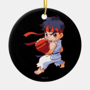 Ornement Rond En Céramique Combattant Ryu 2 de poche
