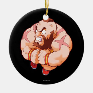 Ornement Rond En Céramique Combattant Zangief de poche