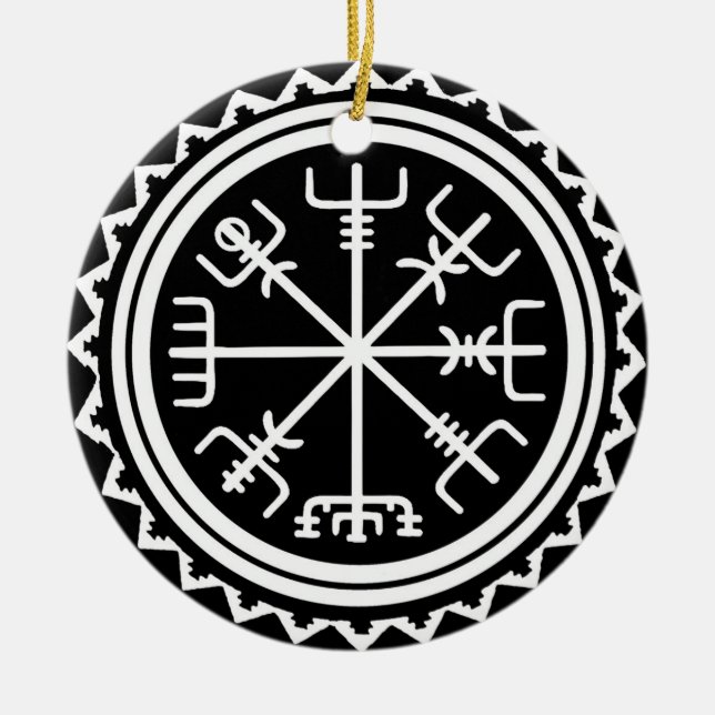 Ornement Rond En Céramique Compas végétarien viking (Devant)