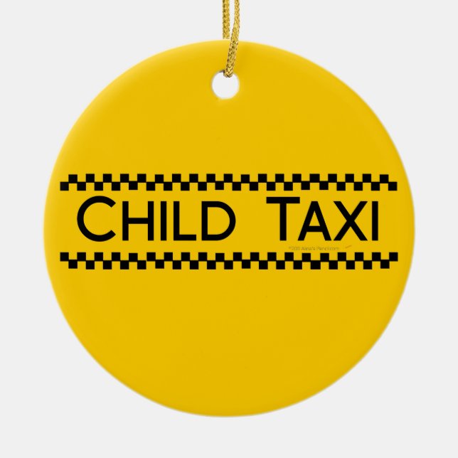 Ornement Rond En Céramique Conception drôle de taxi d'enfant pour conduire (Devant)